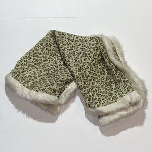 adrienne landau scarf acrylic Polyester leopard print Faux Fur Trim 26” X 68”